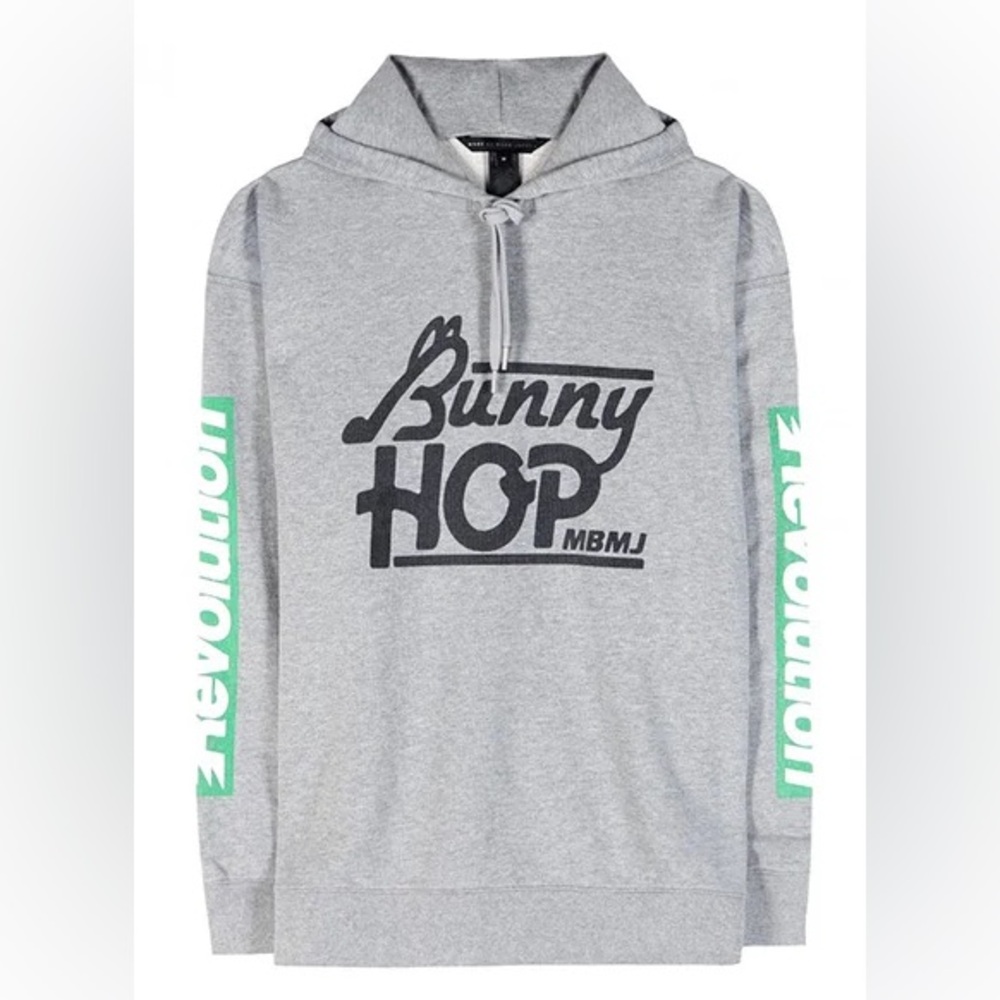 Marc By Marc Jacobs Gray Black Bunny Hop Ear Hoodie Graphic Cotton Women’s XS